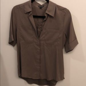 Express short sleeved button down - taupe colored